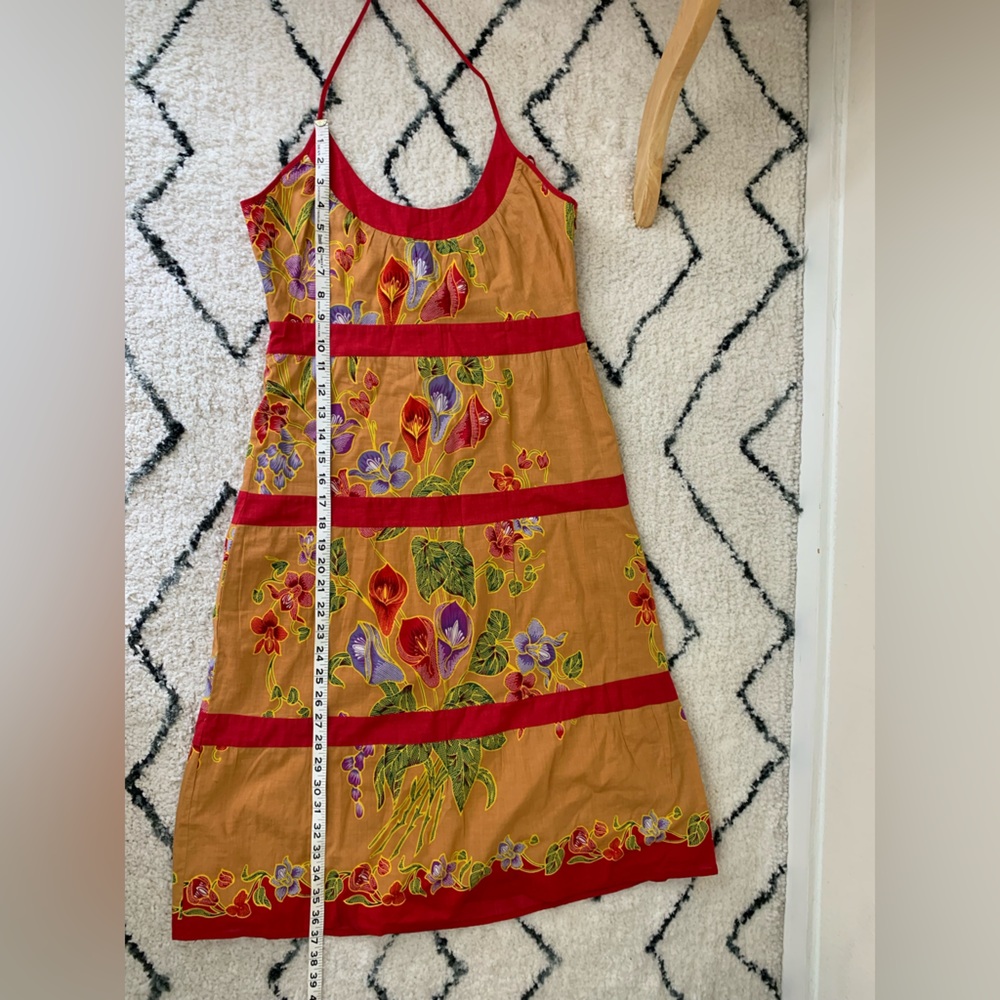 Vintage Y2K Sweetees Floral Halter Dress - Yellow with Red Trim - Picture 6 of 11